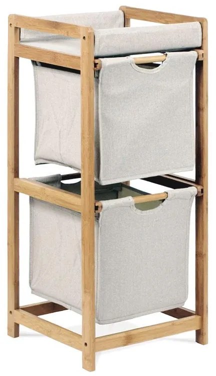 Komoda bambus, 2-zásuvková, látka sivá - DR-012-2