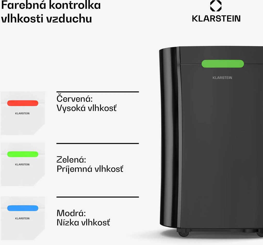 Klarstein AeroDry 10 odvlhčovač vzduchu, výkon 165 W, 10 l/deň, 135 m³/h, pre plochu do 30m², funkcia DrySelect