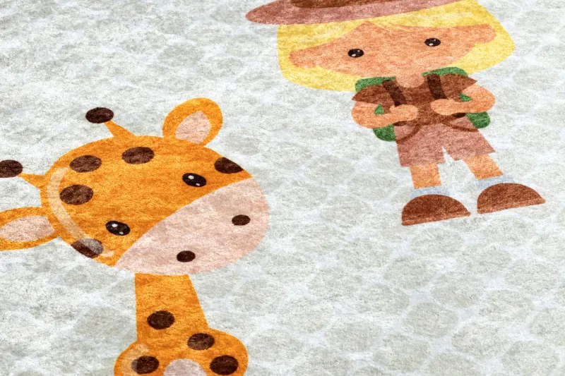 JUNIOR 52104.801 umývací koberec Safari, zvieratá pre deti protišmykový - sivá Veľkosť: 120x170 cm
