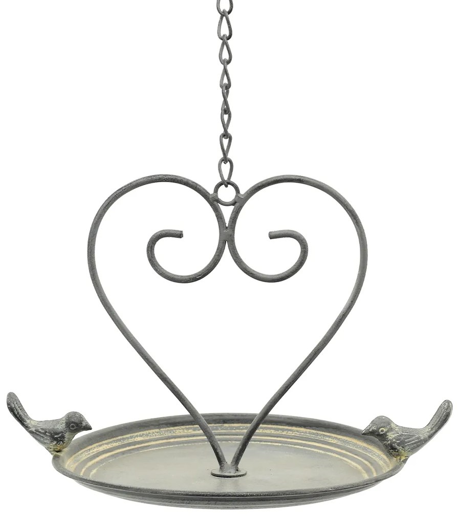 Závesné napájadlo pre vtáky Lana, 53x28,6 cm, kov, sivá