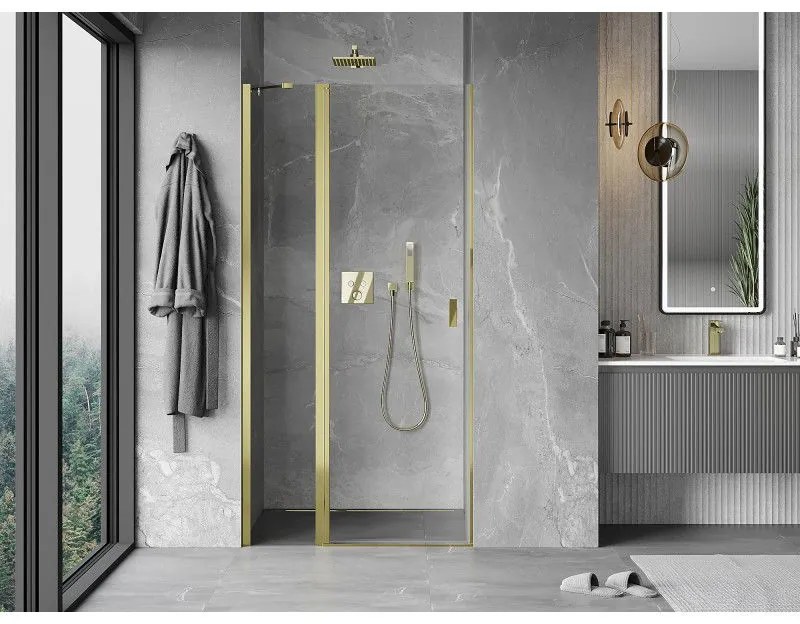 Mexen MIST, 1-krídlové sprchové dvere (1d+1s) 95x200 cm, 6mm číre sklo, zlatý profil, 8A4-095-000-50-00