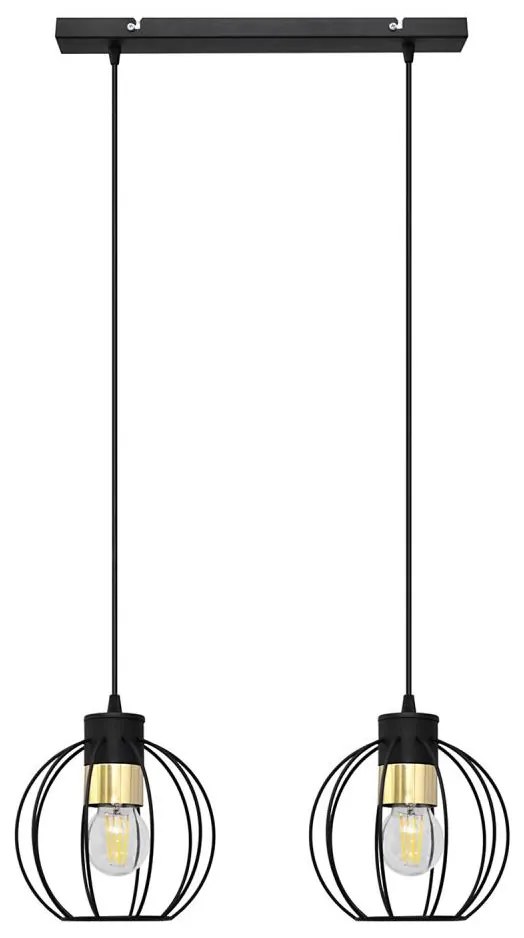 Luster na lanku STARLIGHT 2xE27/15W/230V čierna/zlatá