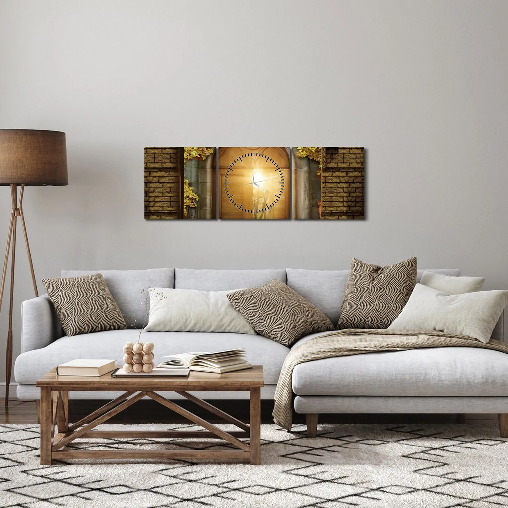 Obraz - Brána v lese (s hodinami) (90x30 cm)