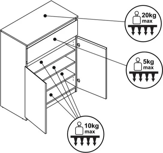 Skrinka so šuplíkom Carlos, dub artisan/grafit, 80 cm