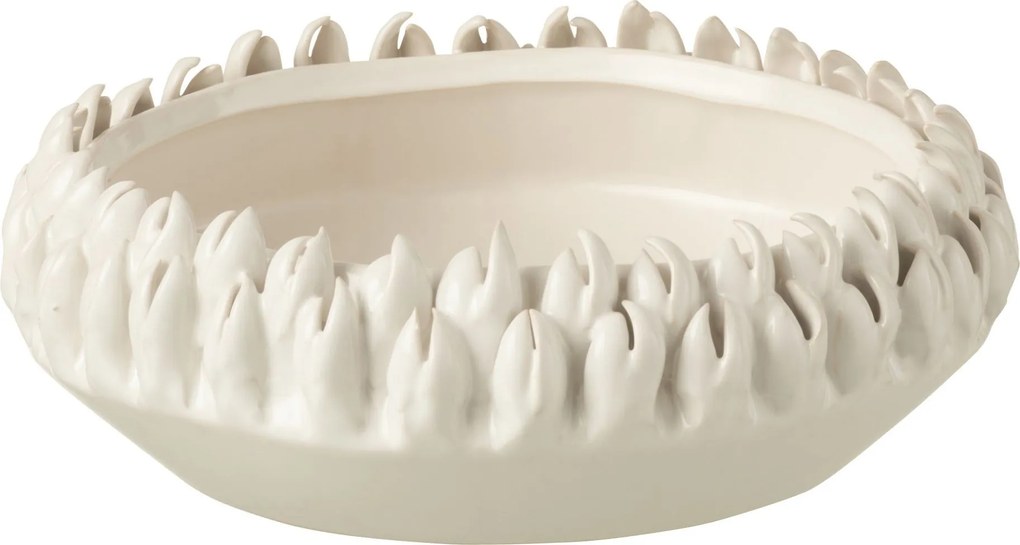 Krémová keramická dekoračná misa Ibiza white - Ø 23 * 8cm