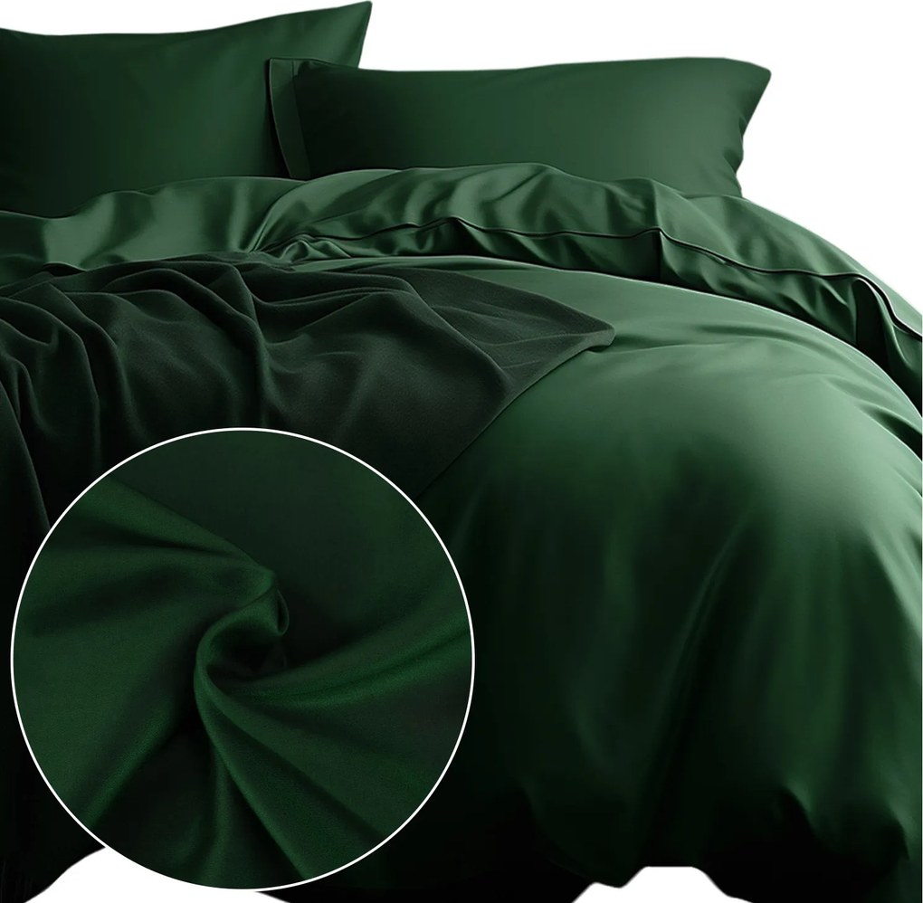 SATÉNOVÉ OBLIEČKY SATINLOVE CLASSIC 140X200 CM, 1KS 70X80 CM TMAVOZELENÉ