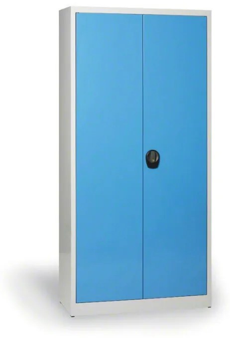 Dielenská policová skriňa na náradie KOVONA JUMBO, 4 police, demontovaná, 1200 x 600 x 1950 mm, sivá / modrá