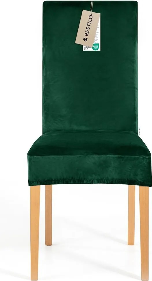 Restilo Napínací poťah na stoličku Sento tmavozelená, 48 x 48 x 58 + 10 cm, súprava 6 ks