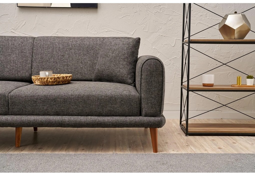 Pohovka trojsedačka Sorenella (antracit + orech). Akcia -18%. Vlastná spoľahlivá doprava až k Vám domov. 1106718