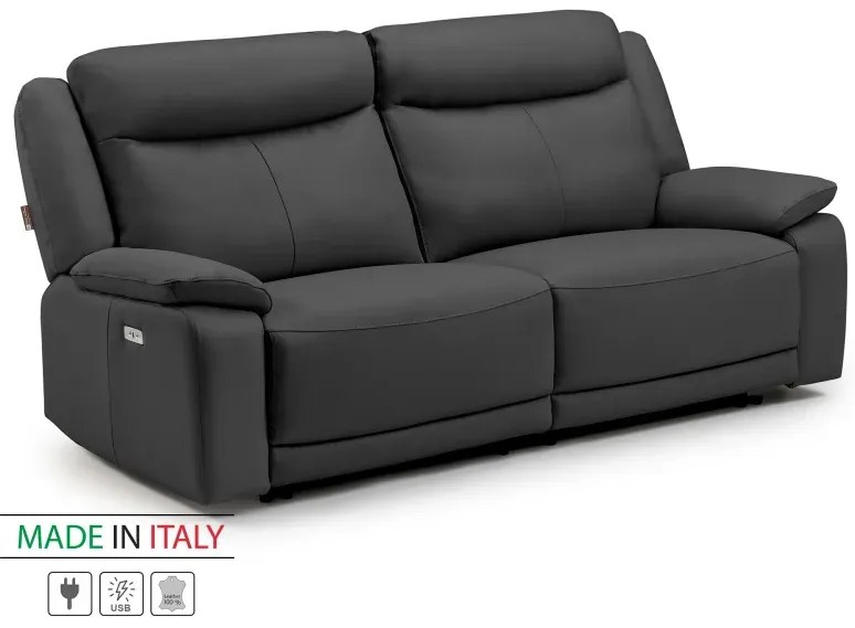 Kožená pohovka CONTINENTAL s elektrickou funkciou relax 3P, elektrické, čierna (nero 308)