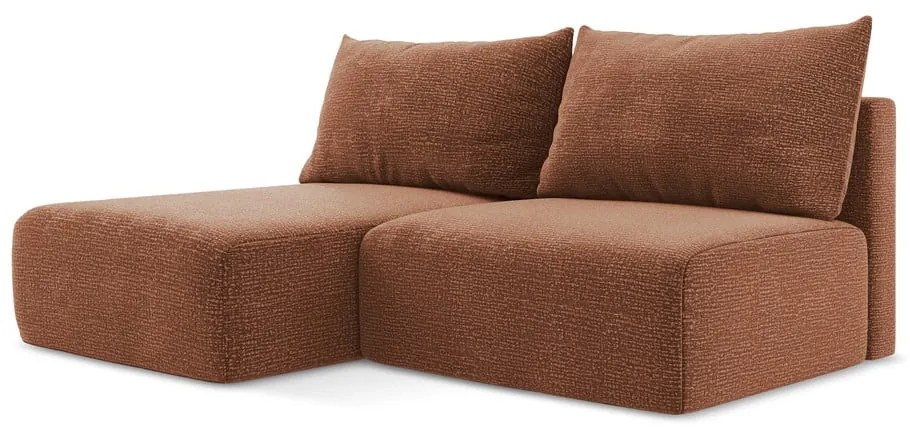 Rozkladacia/s úložným priestorom rohová pohovka v tehlovej farbe (ľavý roh) Kalena – Makamii