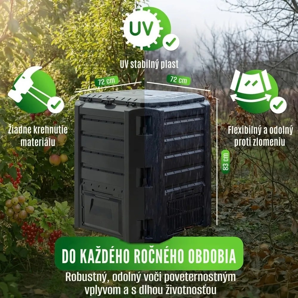 Záhradný kompostér COMPOGREEN, 800l, čierna Prosperplast