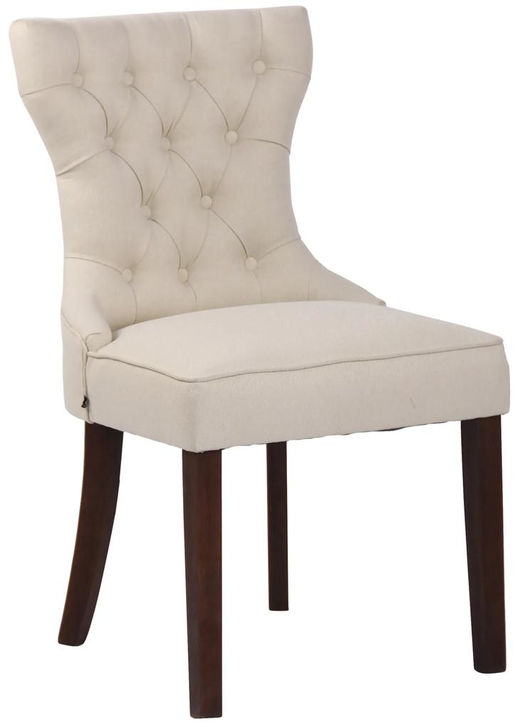 Jedálenská stolička Franca ~ látka, drevené nohy antik tmavé Farba Krémová