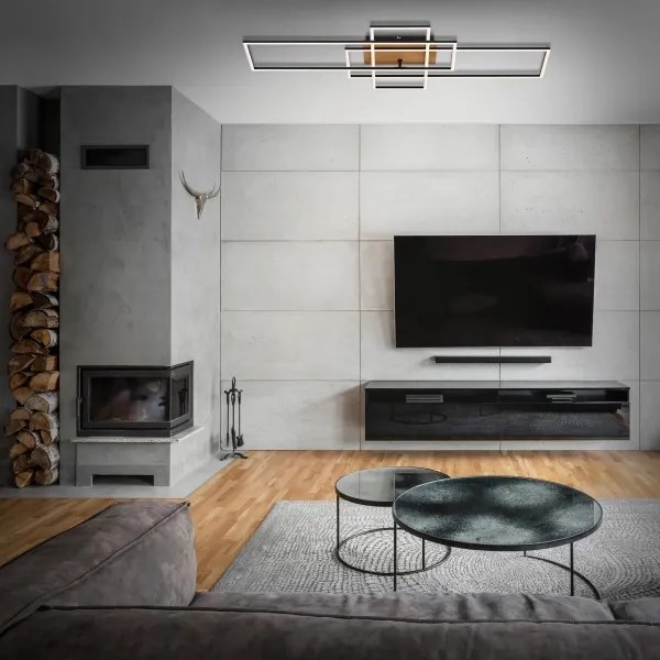 Brilo - LED Stmievateľný prisadený luster FRAME LED/51W/230V čierna/hnedá + DO