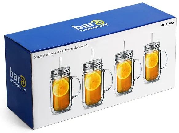 Bar@drinkstuff Plastový krčah Mason 16oz / 470ml