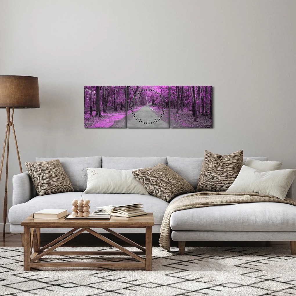 Obraz - Cesta parkom (s hodinami) (90x30 cm)