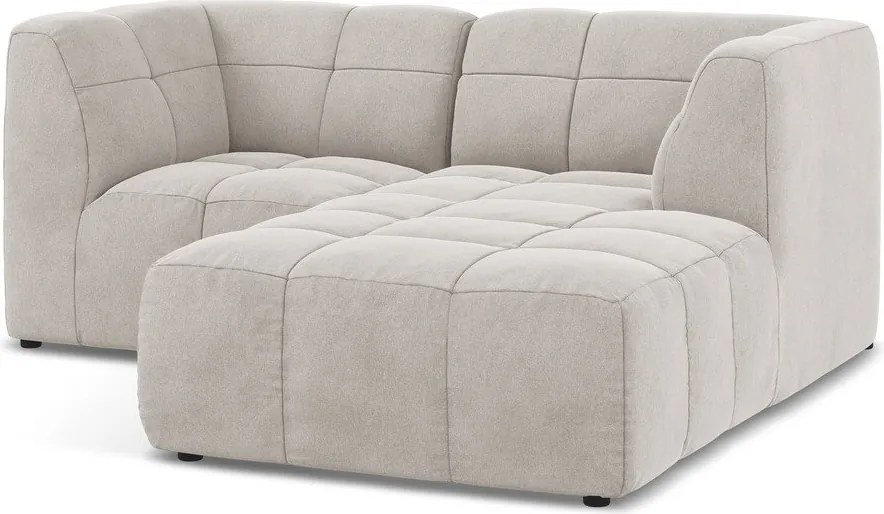 Béžová zamatová rohová pohovka (pravý roh/s leňoškou) Aloha – Makamii