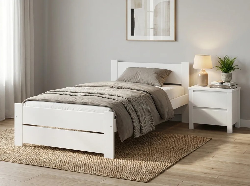 Posteľ IKAROS DOUBLE 80 x 200 cm, biela Rošt: S lamelovým roštom, Matrac: Matrac DELUXE 10 cm