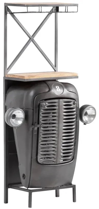 furniture-nabytek.cz - Masivní barový jídelní stůl z kovu a dřeva, lakovaný, šedý – 90×38×155 cm