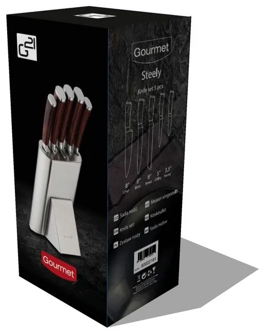 Sada nožov G21 Gourmet Steely 5 ks + nerez blok 60022164