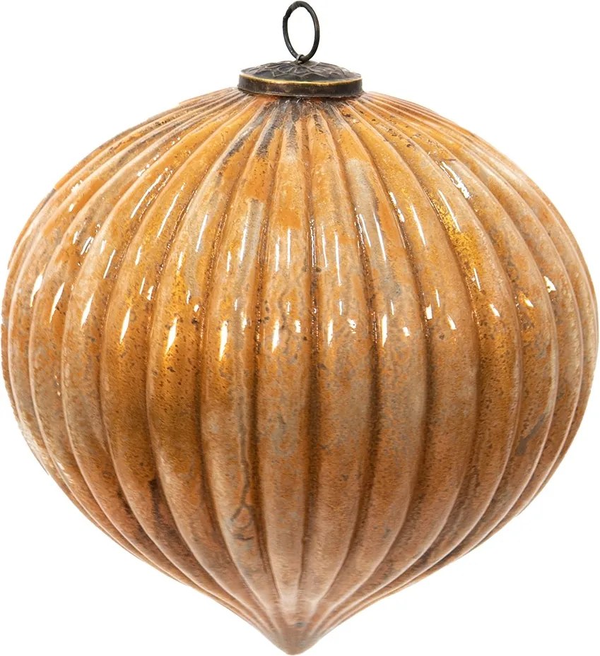 Zlatá antik sklenená vianočná guľa XL - Ø 25*25 cm