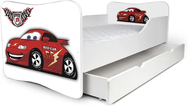 MAXMAX Detská posteľ so zásuvkou RED CAR + matrac ZADARMO 160x80 pre chlapca ÁNO