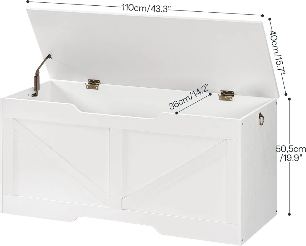 Truhla s úložným prostorem a lavicí Vasagle Sabil 110 cm bílá