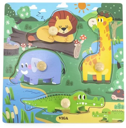 Puzzle s rúčkami Viga 44593 divoké zvieratká