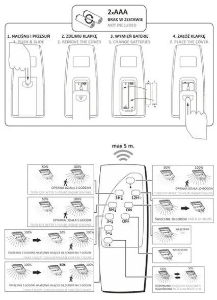 LED Solárna pouličná lampa so senzorom STREET LED/3W/3,2V IP65 +diaľkové ovládanie