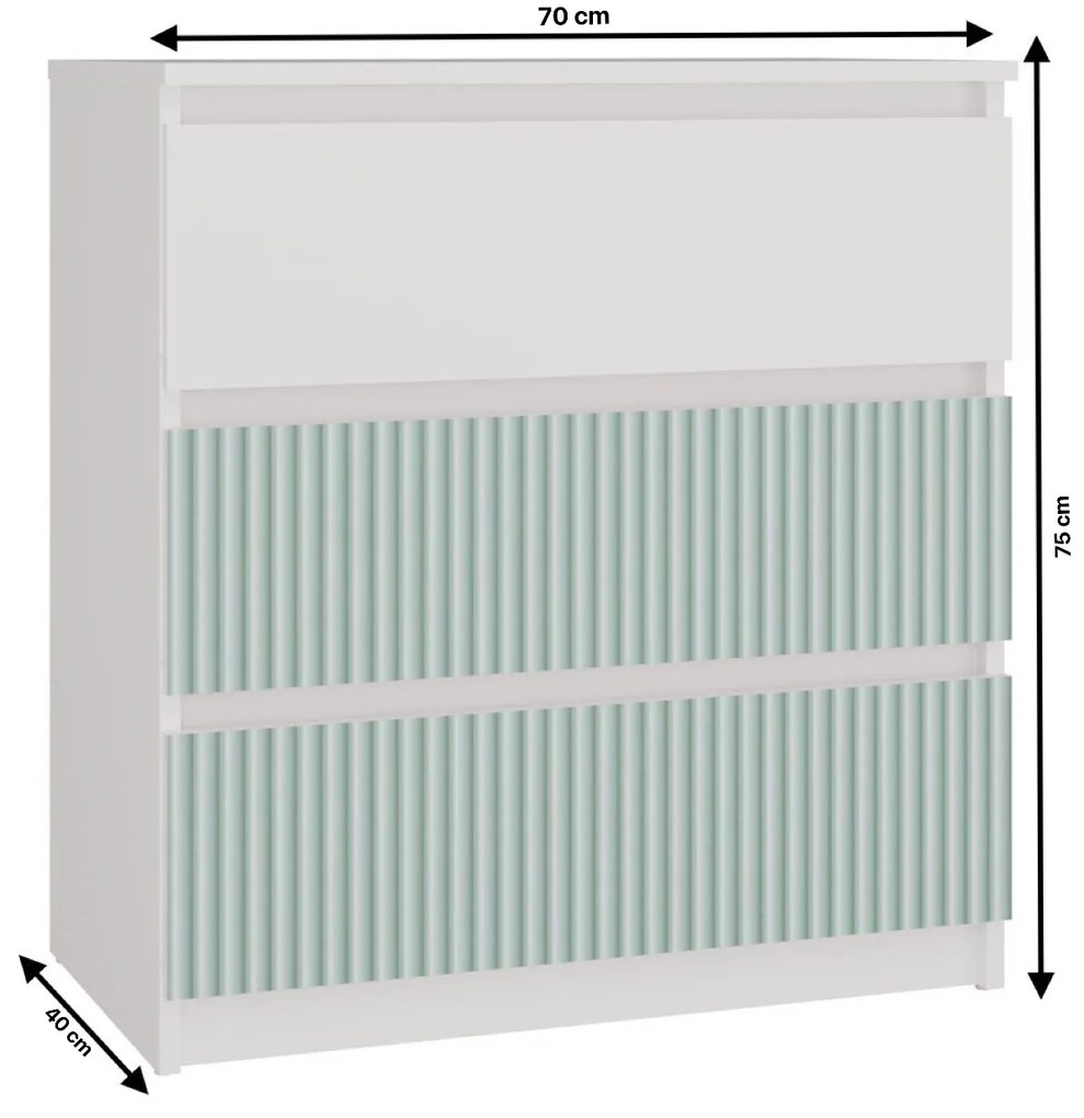 Detská komoda MALWA M3 ARTESO bielo-zelená