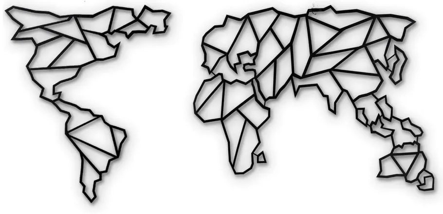 Nástenná kovová dekorácia Map Of The World Clear, 85 × 170 cm