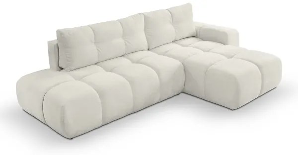 Rozkladacia rohová čalúnená sedacia súprava s úložným priestorom do L ALMADA pravá béžová