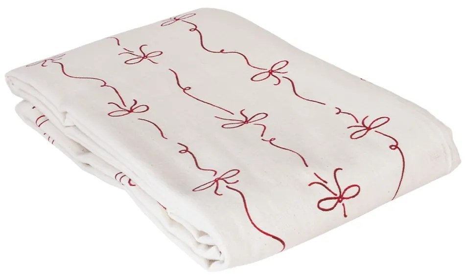 Strömshaga Bavlnený obrus Bow White/Red 140 x 240 cm