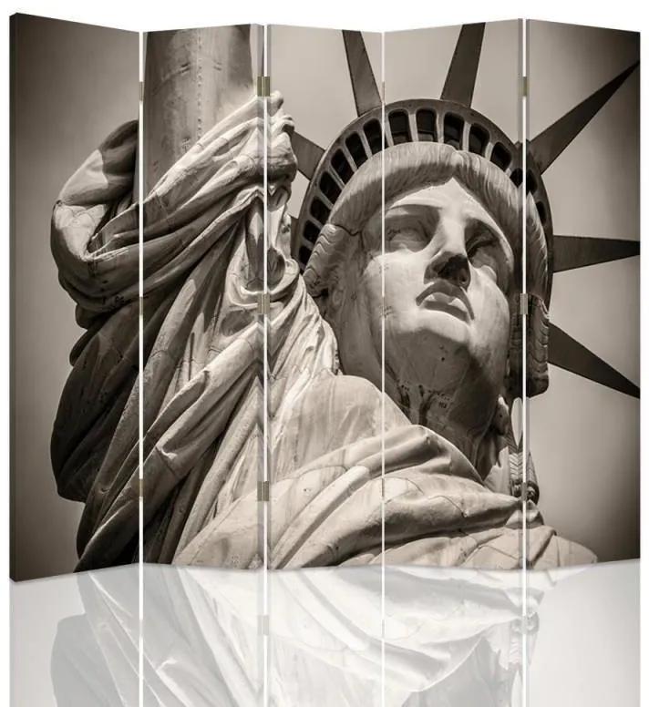 Ozdobný paraván, Monumentální socha Svobody - 180x170 cm, päťdielny, obojstranný paraván 360°