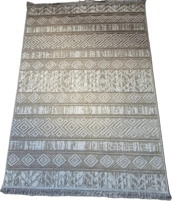 HU Béžový pruhovaný koberec Boho 881-B Rozmer: 60x100 cm
