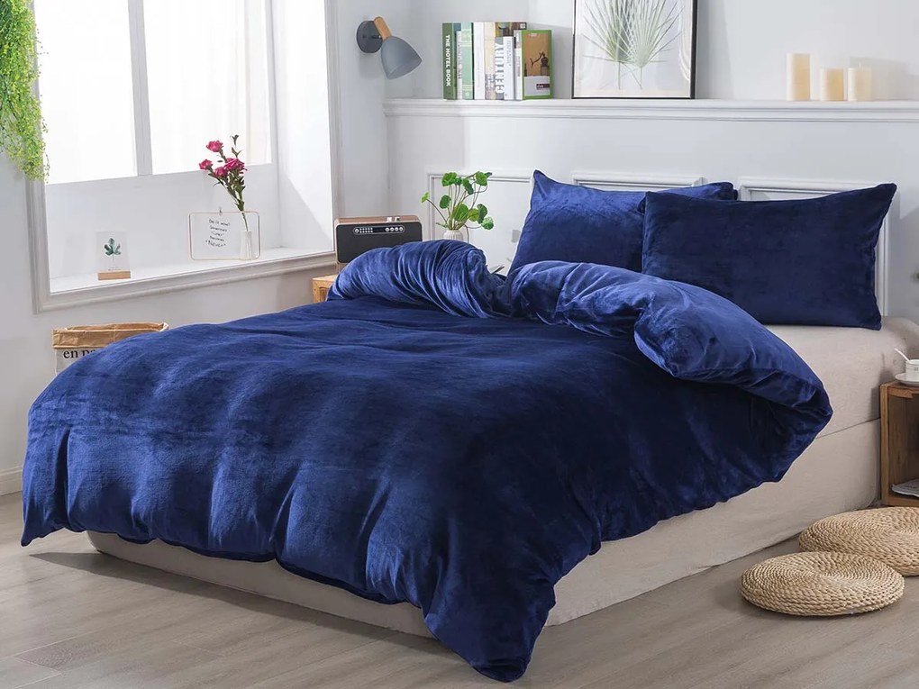 XPOSE® Mikroplyšové obliečky JORGA Exclusive - tmavo modré