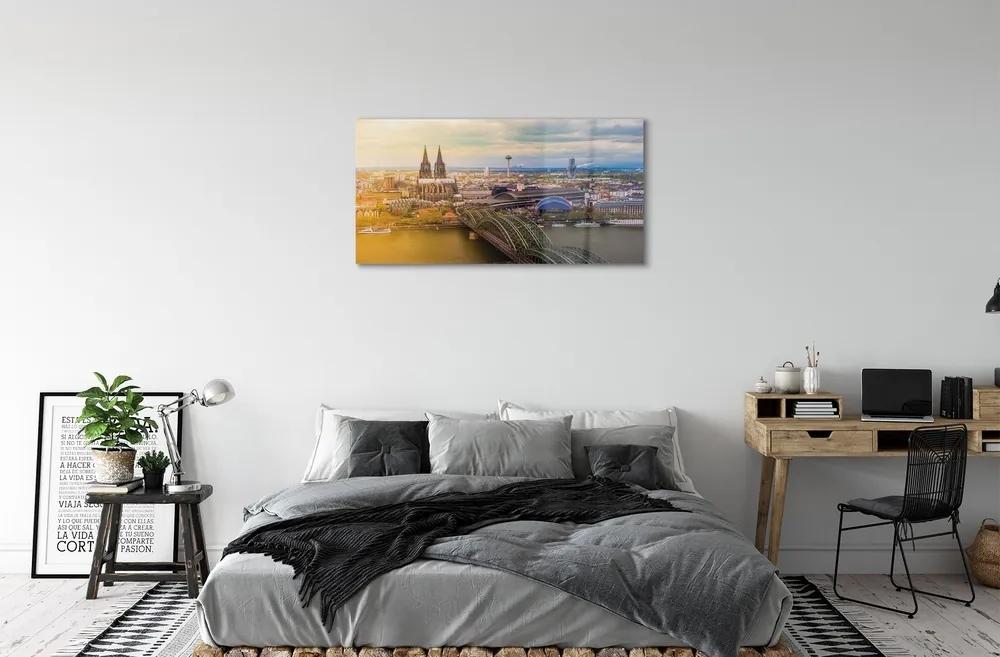 Sklenený obraz Nemecko panorama riečny mosty 125x50 cm