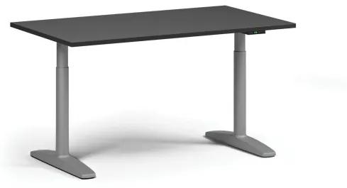 Výškovo nastaviteľný stôl OBOL, elektrický, 675-1325 mm, doska 1400x800 mm, sivá zaoblená podnož, grafit