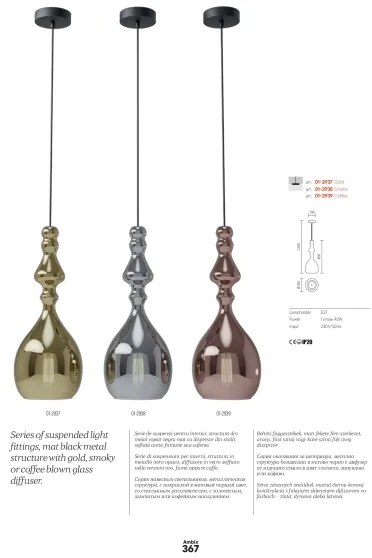 Redo 01-2939 - Luster na lanku AMBIX 1xE27/42W/230V, priemer 18 cm, hnedý