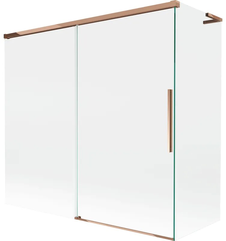 Mexen Rox, L posuvná 2-krídlová vaňová zástena 170 + 80 x 150 cm, 8mm číre sklo, ružové zlato profil, 8C9L-170-080-60-00