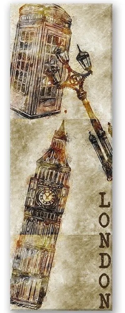 Obraz na plátně Londýnský Big Ben Retro - 30x90 cm