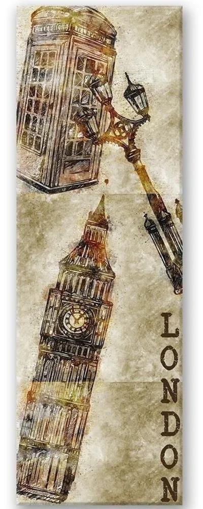 Obraz na plátně Londýnský Big Ben Retro - 50x150 cm