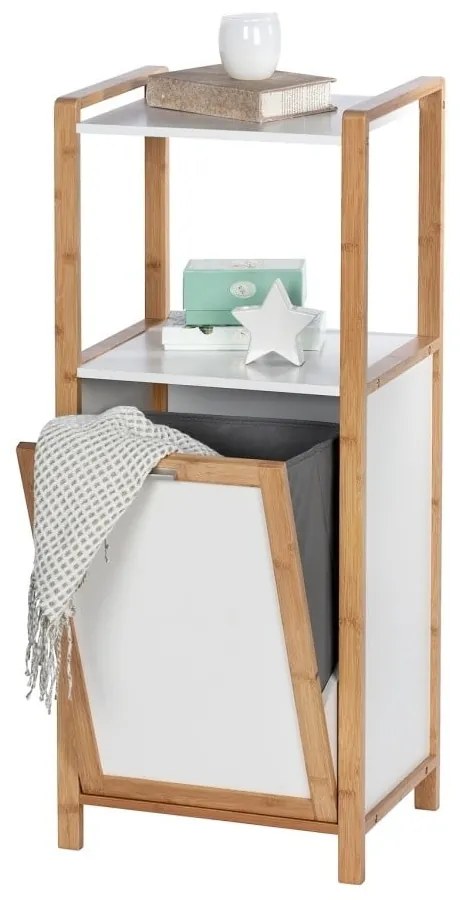 Bambusový kúpeľňový regál v bielo-prírodnej farbe 40x95 cm Finja – Wenko