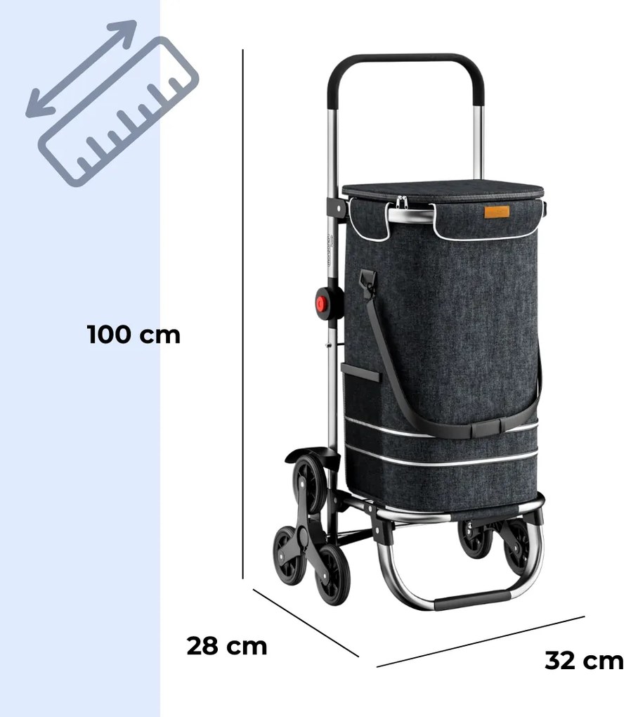 Jurhan Nákupná taška na kolieskach do schodov COMFORT, 50l, čierna