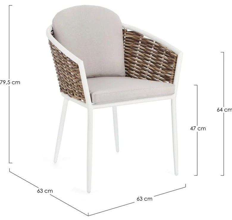 Biela kovová záhradná stolička Maribela – Bizzotto