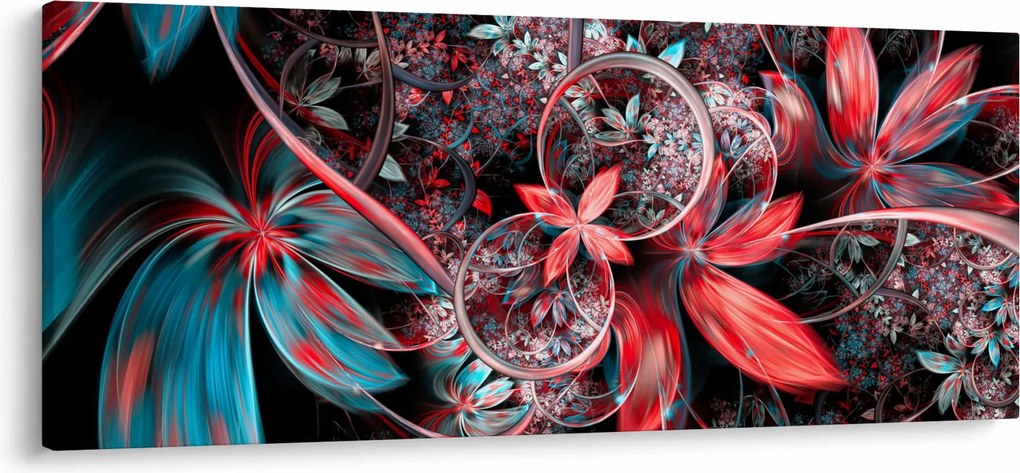 Abstraktný obraz exotických kvetov (120x50 cm)