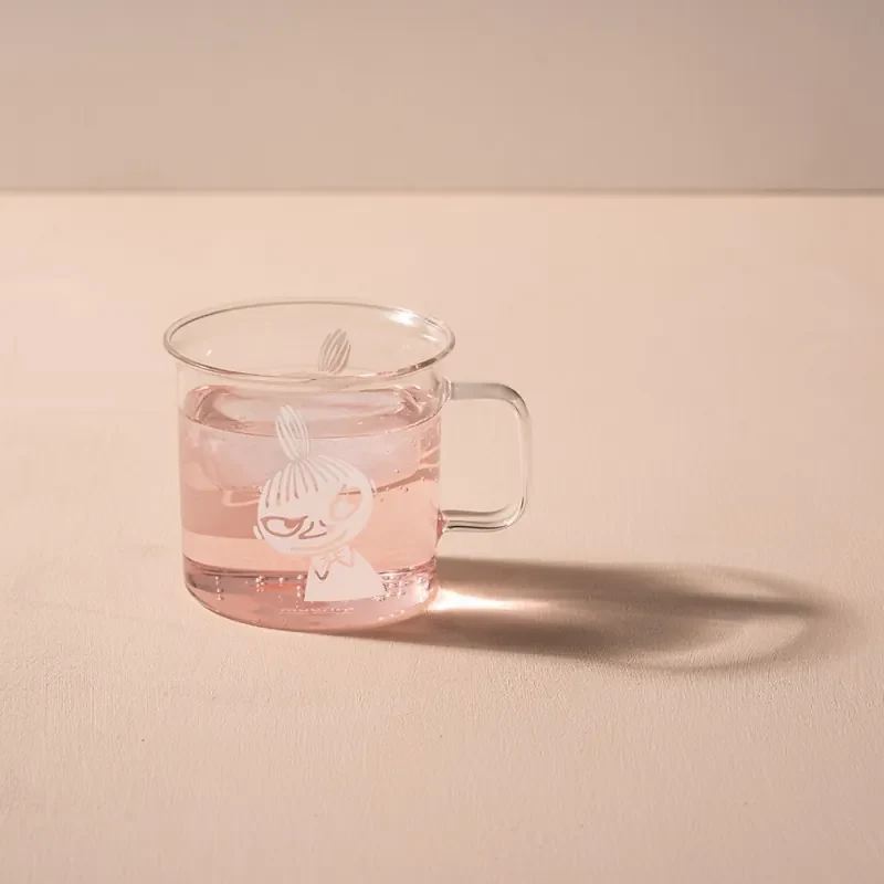 Sklenený hrnček Little My 0,35l, bielo-číry