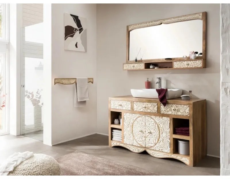 furniture-nabytek.cz - Masívna kúpeľňová sada Delhi z mangového dreva, lakovaná, hnedá