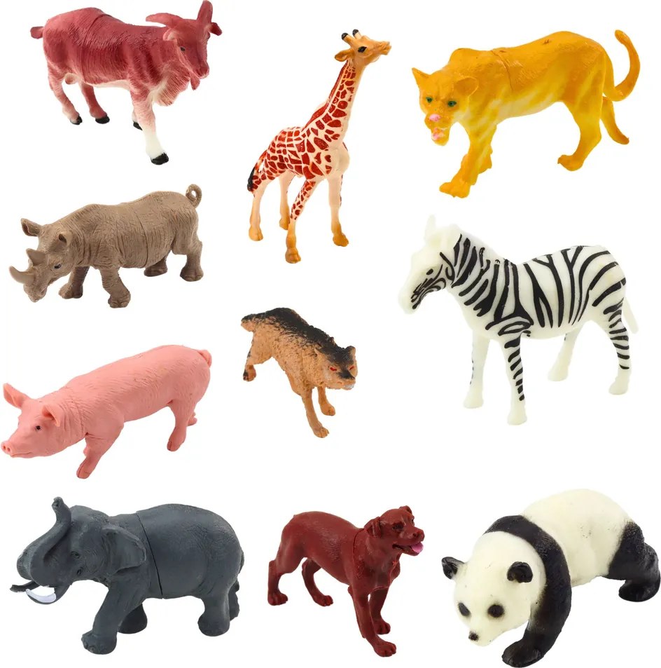 LEAN Toys Sada figúrok domácich divokých zvierat Rastliny Kufr 58el