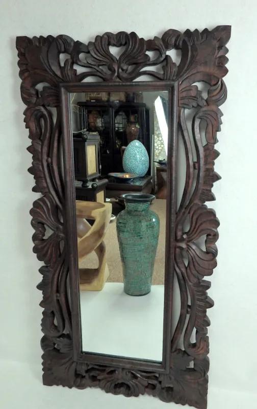 Zrkadlo SIRENE hnedé, exotické drevo, ručná práca, 120x60 cm drevo